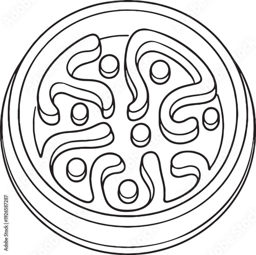 Slow Feeder Dog Bowl Black and White Line Art Illustration