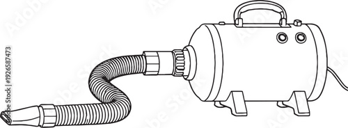 Professional Pet Hair Dryer Blower Black and White Line Art Illustration