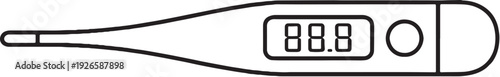 Pet Digital Thermometer Clean Black and White Line Art Veterinary Equipment