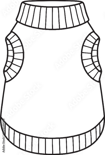 Knitted Pet Sweater Black and White Line Art Illustration