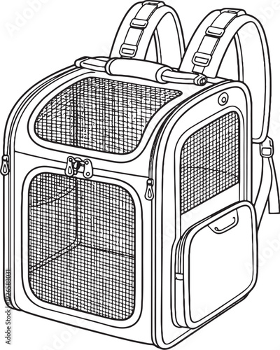 Foldable Pet Travel Backpack Carrier Black and White Line Art Illustration