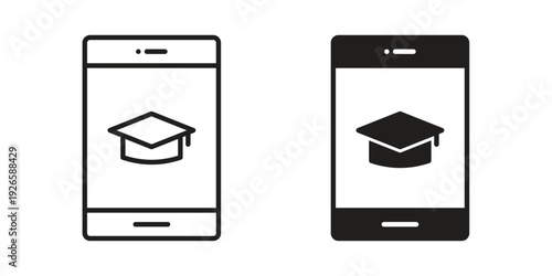 Mobile learning icons for templates, web design and infographics