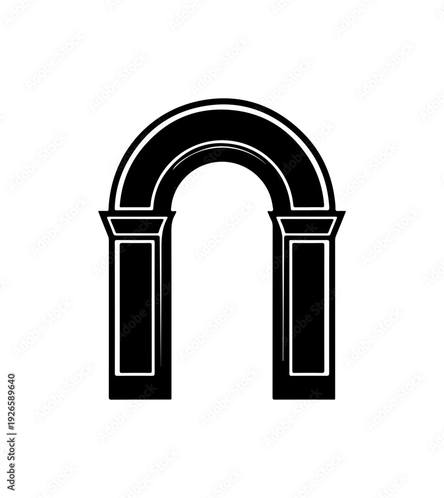 Fototapeta premium Arch silhouette with columns on white background