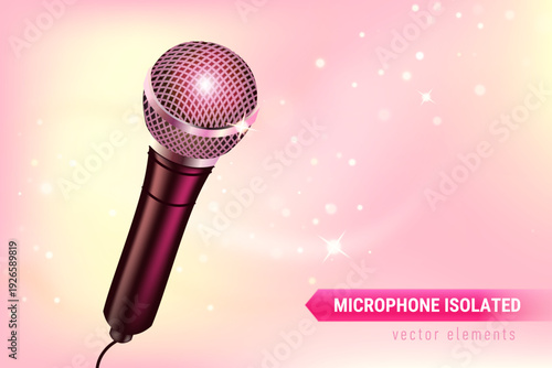 Microphone Isolated with Lights Effects on Clean Background