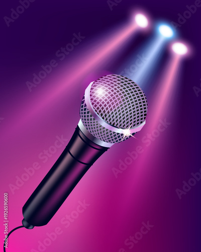 Vocal Talent Promotion Banner with Microphone and Soft Light Background