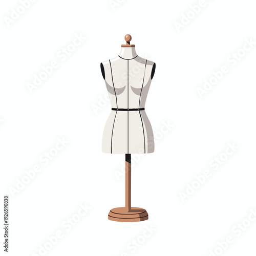 Elegant Dress Form on Wooden Stand for Fashion Design and Tailoring Projects