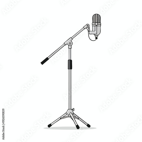 Professional Recording Microphone on Adjustable Stand for Studio and Podcast Use