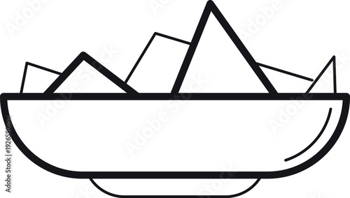 Nachos bowl line icon. Tasty corn snack
