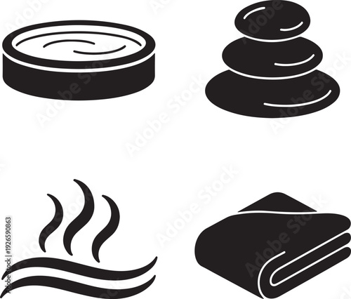 Four black for spa and relaxation wellness massage