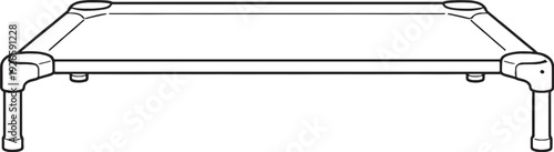 Elevated Dog Cot Bed Frame Black and White Line Art Illustration