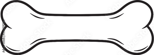 Dog Bone Toy Black and White Line Art Vector Illustration