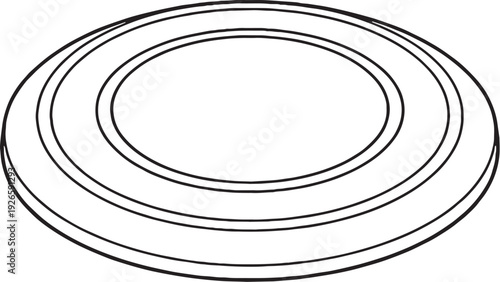 Dog Frisbee Flying Disc Black and White Line Art Illustration