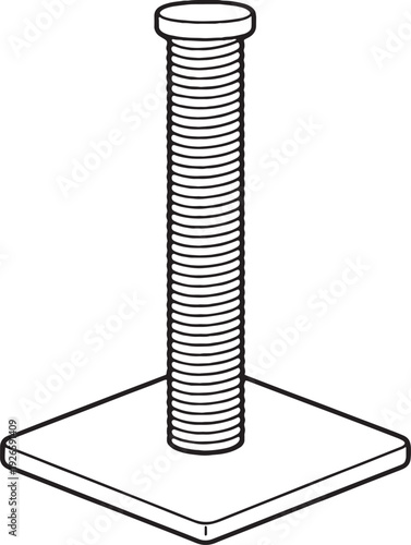 Cat Scratching Post Tower Black and White Line Art Vector Illustration
