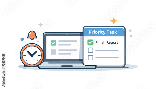 Structured daily workflow and task execution in a modern professional environment emphasizing efficiency and clear priorities, a simple desk setup