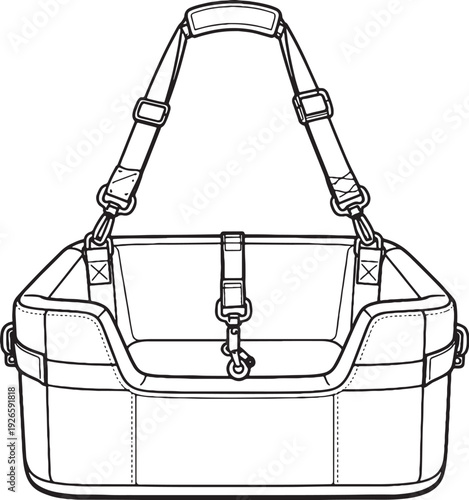 Adjustable Pet Car Seat Booster Black and White Line Art Illustration