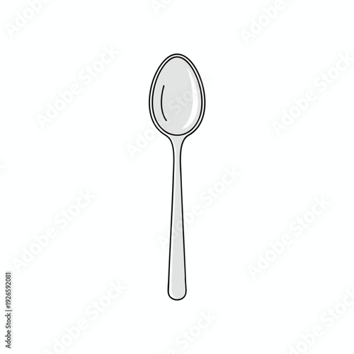 Minimalist Silver Spoon on White Background for Tableware and Dining Accessories