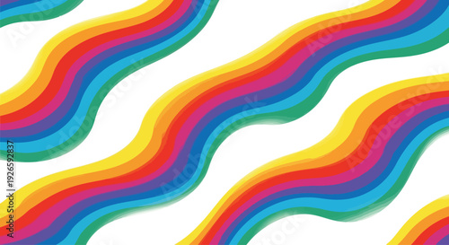 Wavy rainbow stripes flowing across a transparent background in vibrant colors