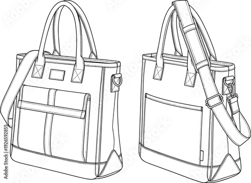 WeFashion CAD Drawing Flat Vector Illustration of Women's Racerback Crop Top, Corset Peplum Bodice, Elegant Bodysuits, Halter Dresses, and Tote Bag (23 words)b