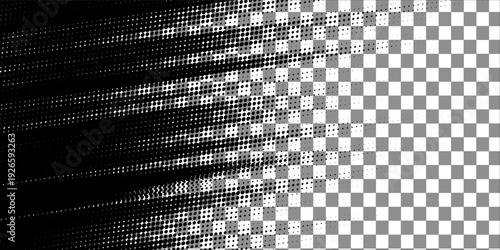 Smooth vector transition from black to white with straight broken lines. Modern vector background for transition from one image to another