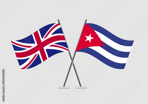 United Kingdom and Cuba vector flags in balanced and symmetrical layout