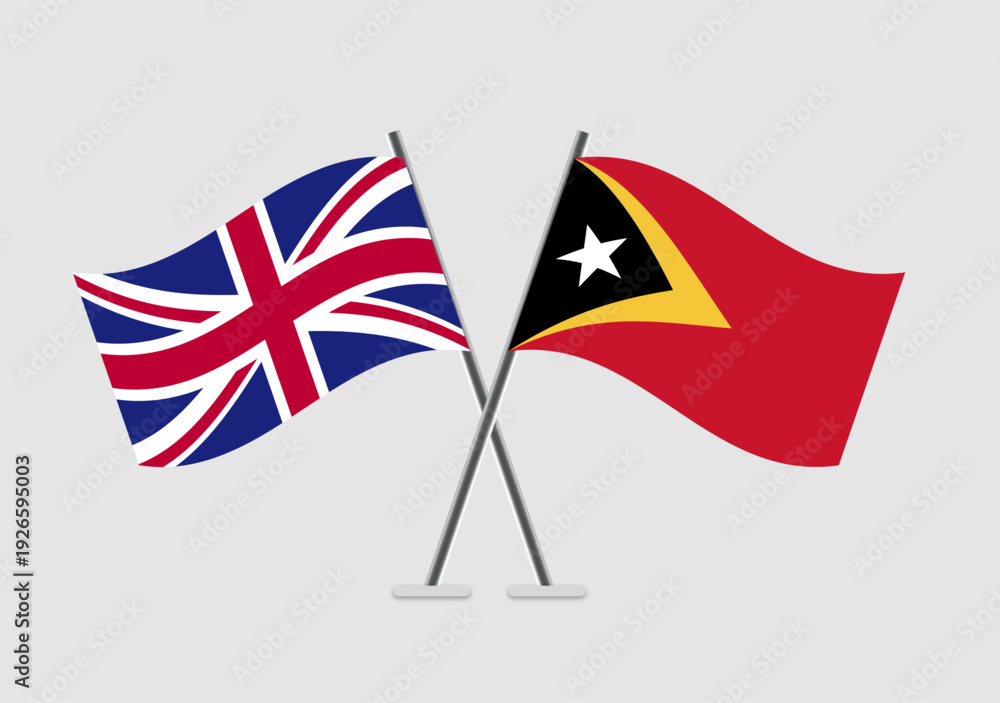 Fototapeta premium United Kingdom and East Timor vector flags vector art in minimal theme