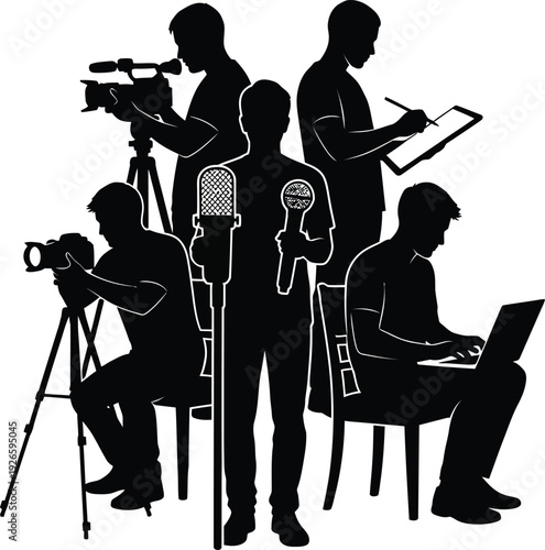 Silhouette of a film crew capturing a musical performance