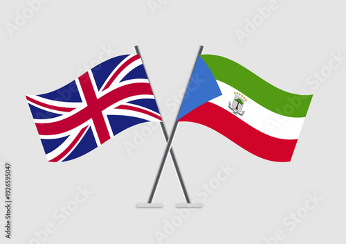 United Kingdom and Equatorial Guinea vector flags in celebration vector format