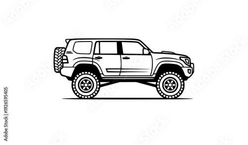 Desert off road 4wd SUV logo side view vector