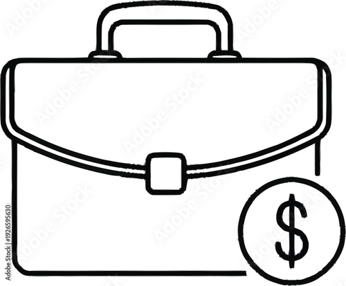 Business briefcase and dollar coin representing financial success career growth investment opportunities and monetary gain