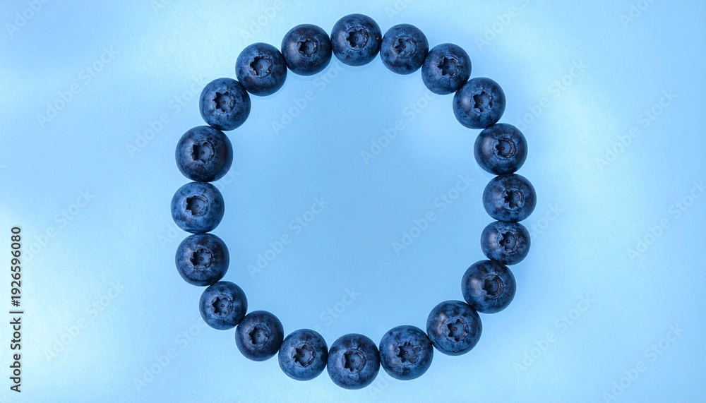 Obraz premium Circular Arrangement of Blueberries on Gradient Blue Background