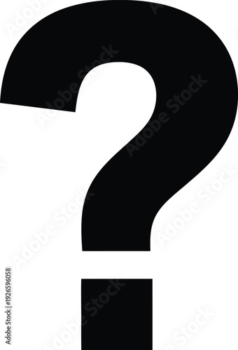 A large black question mark symbol on a white background