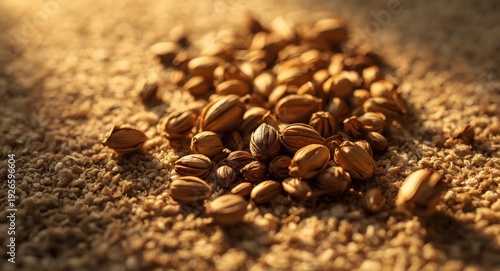 Seeds and husks of Kuaci scattered on soft carpet