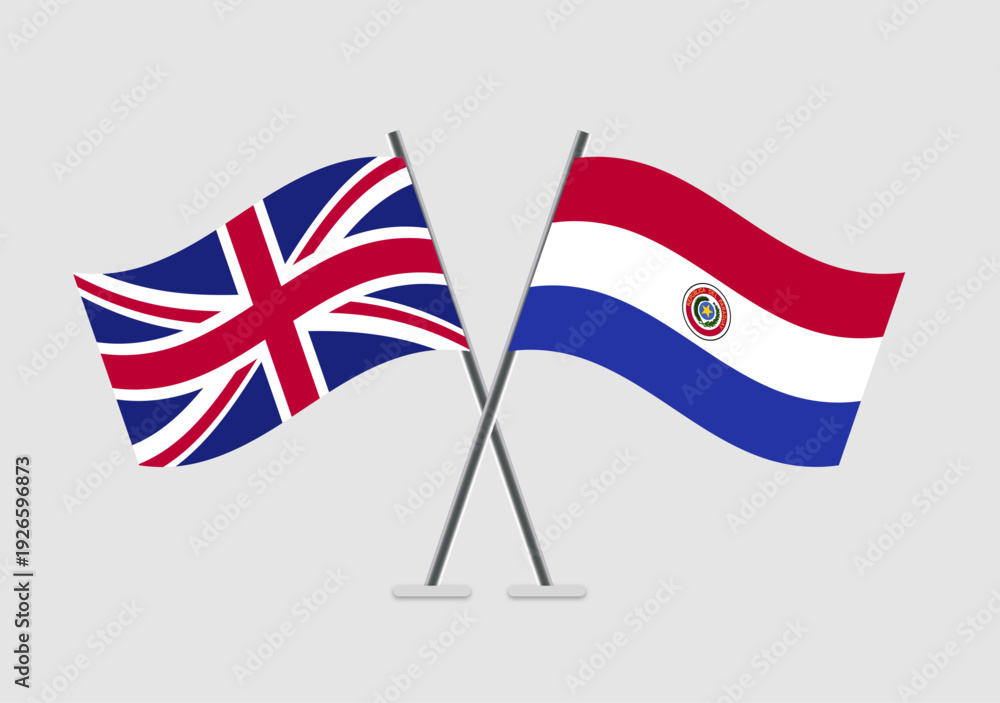 Fototapeta premium United Kingdom and Paraguay vector flags visualized in cultural layout
