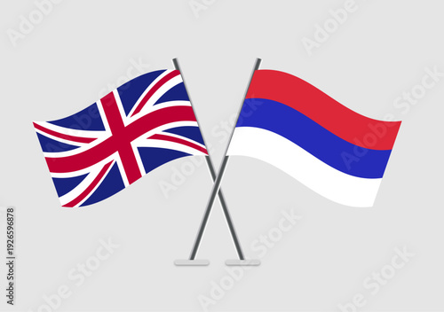 United Kingdom and Republika Srpska vector flags with minimal patriotic graphics