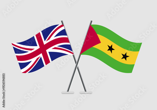 United Kingdom and Sao Tome and Principe vector flags visual with flat pole effect