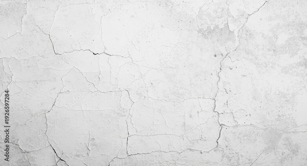 Fototapeta premium Black and white textured background featuring cracked white wall with surface flaws