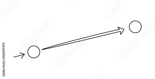 Simple diagram showing circular motion or interaction between two circular objects with connected arrows indication