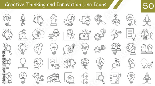 Creative Thinking and Innovation Line Icons