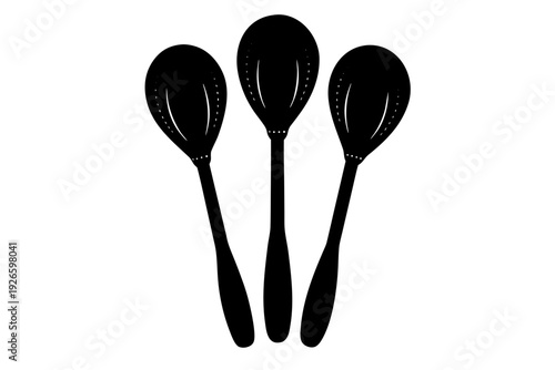  kitchen spoon set  silhouette vector,  spoon set icon