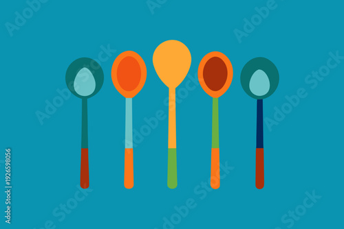 colorful spoon set, spoon set  silhouette vector