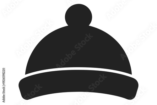 Bobble hat silhouette vector,  Winter hat icon, Bobble hat black symbol