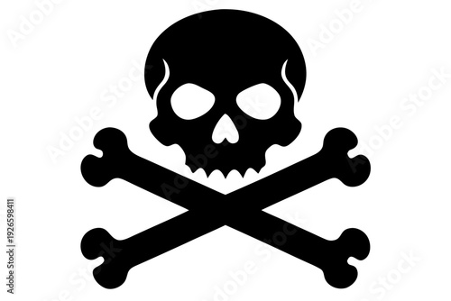 Crossbones and skull icon, Crossbones and skull silhouette vector.