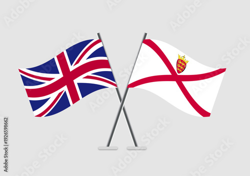 United Kingdom and Jersey vector flags in twin pole presentation