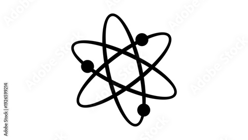 Atom logotype, black isolated silhouette
