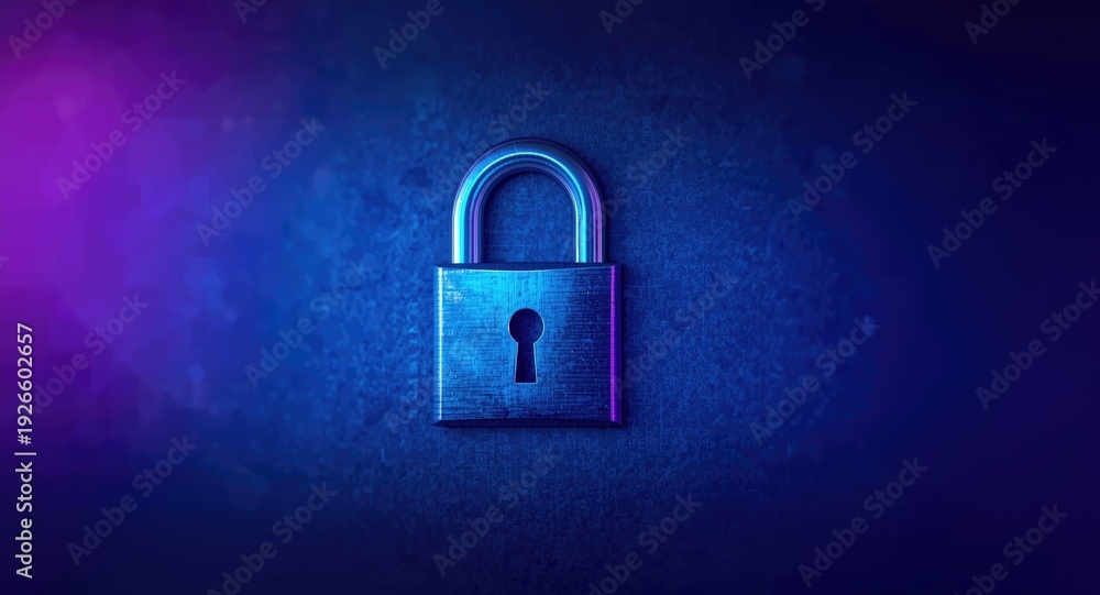 Fototapeta premium Security software warning displaying a split padlock emblem for attempted breach alert
