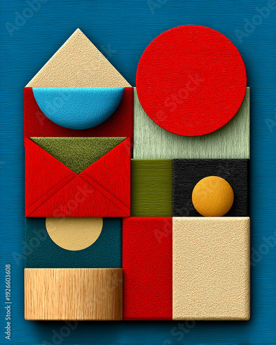 Abstract Geometric Wooden Blocks Illustration