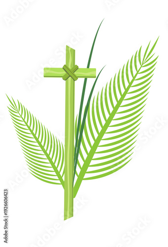 Palm cross and branch as a symbol of victory during lenten season

