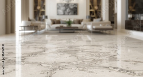 Stylish living room interior highlighting Italian marble floor finish