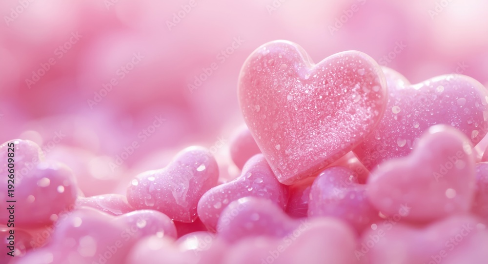Obraz premium Stylized pink heart wallpaper featuring blurred abstract background for Valentines