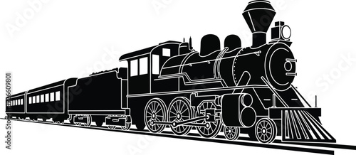 Vintage steam locomotive train illustration